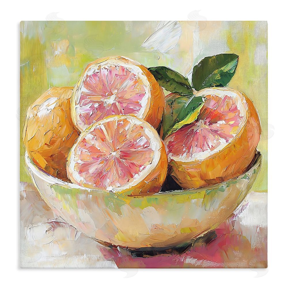 Riley B Bold Grapefruit in Ceramic Bowl Stretched Canvas Wall Art Print