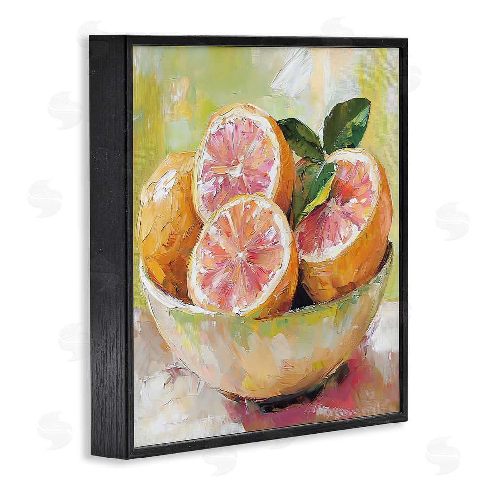 Riley B Bold Grapefruit in Ceramic Bowl Black Framed Giclee Wall Art Print