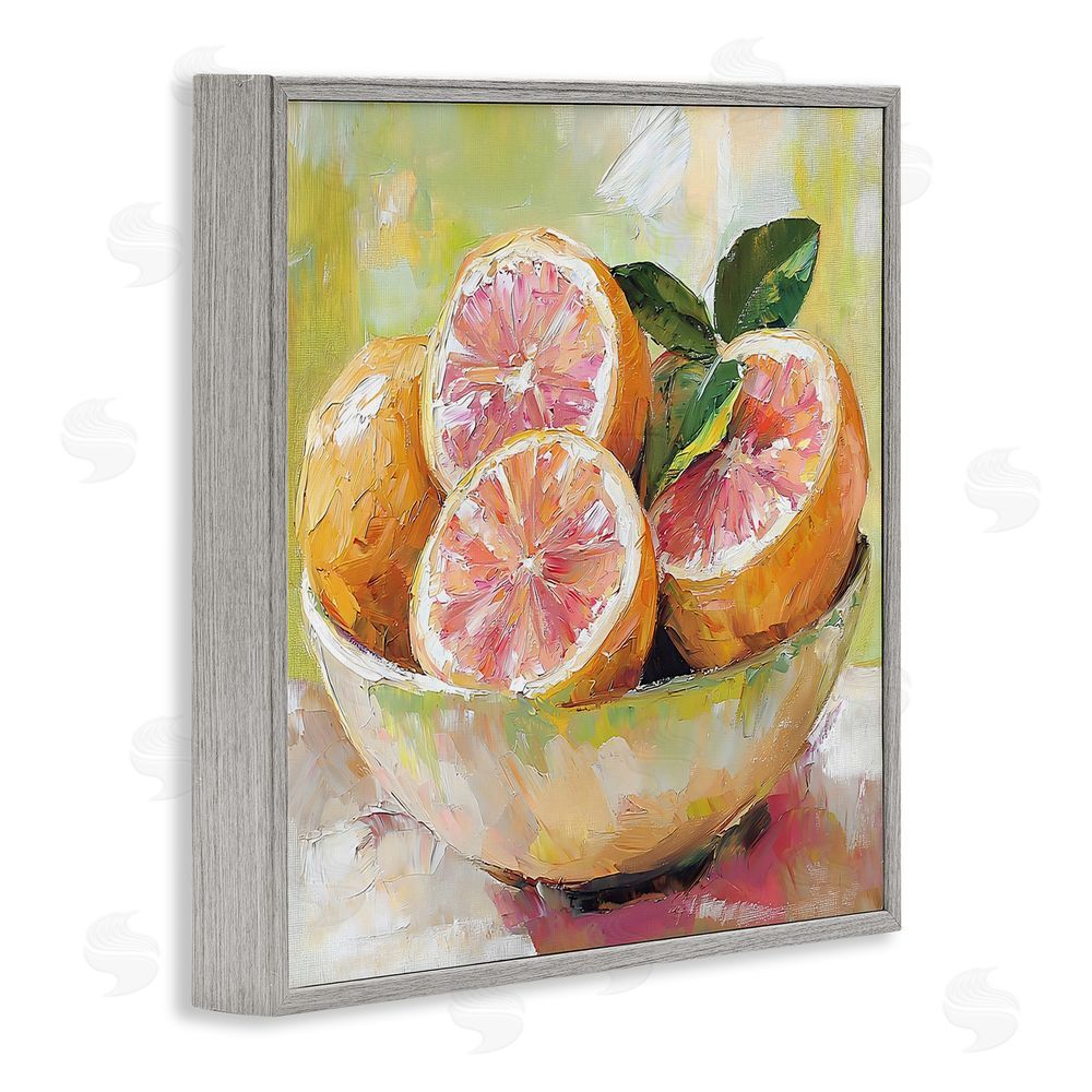 Riley B Bold Grapefruit in Ceramic Bowl Gray Framed Giclee Wall Art Print