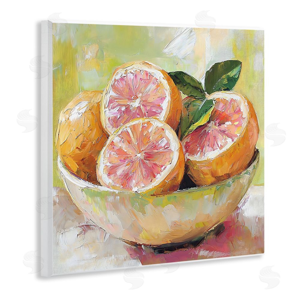 Riley B Bold Grapefruit in Ceramic Bowl Wall Plaque Art Print with White Foil Wrap