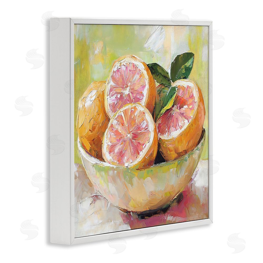 Riley B Bold Grapefruit in Ceramic Bowl White Framed Giclee Wall Art Print