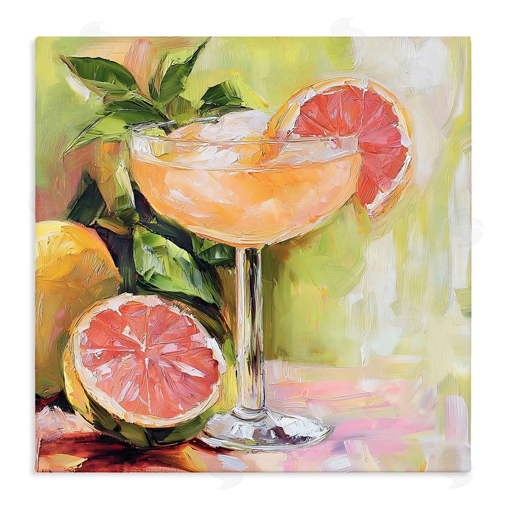 Riley B Grapefruit Summer Cocktail Stretched Canvas Wall Art