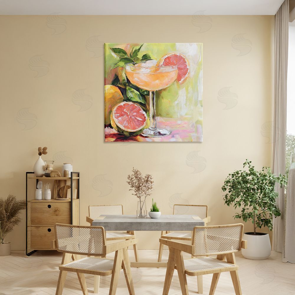 Riley B Grapefruit Summer Cocktail Stretched Canvas Wall Art in Room