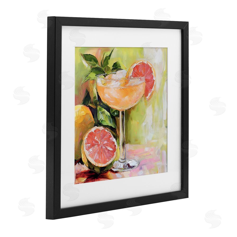 Riley B Grapefruit Summer Cocktail Black Framed Print Under Glass Wall Art