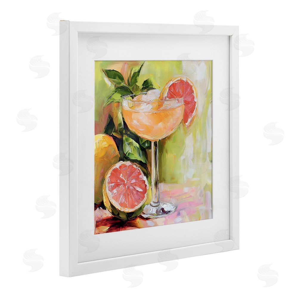 Riley B Grapefruit Summer Cocktail White Framed Print Under Glass Wall Art