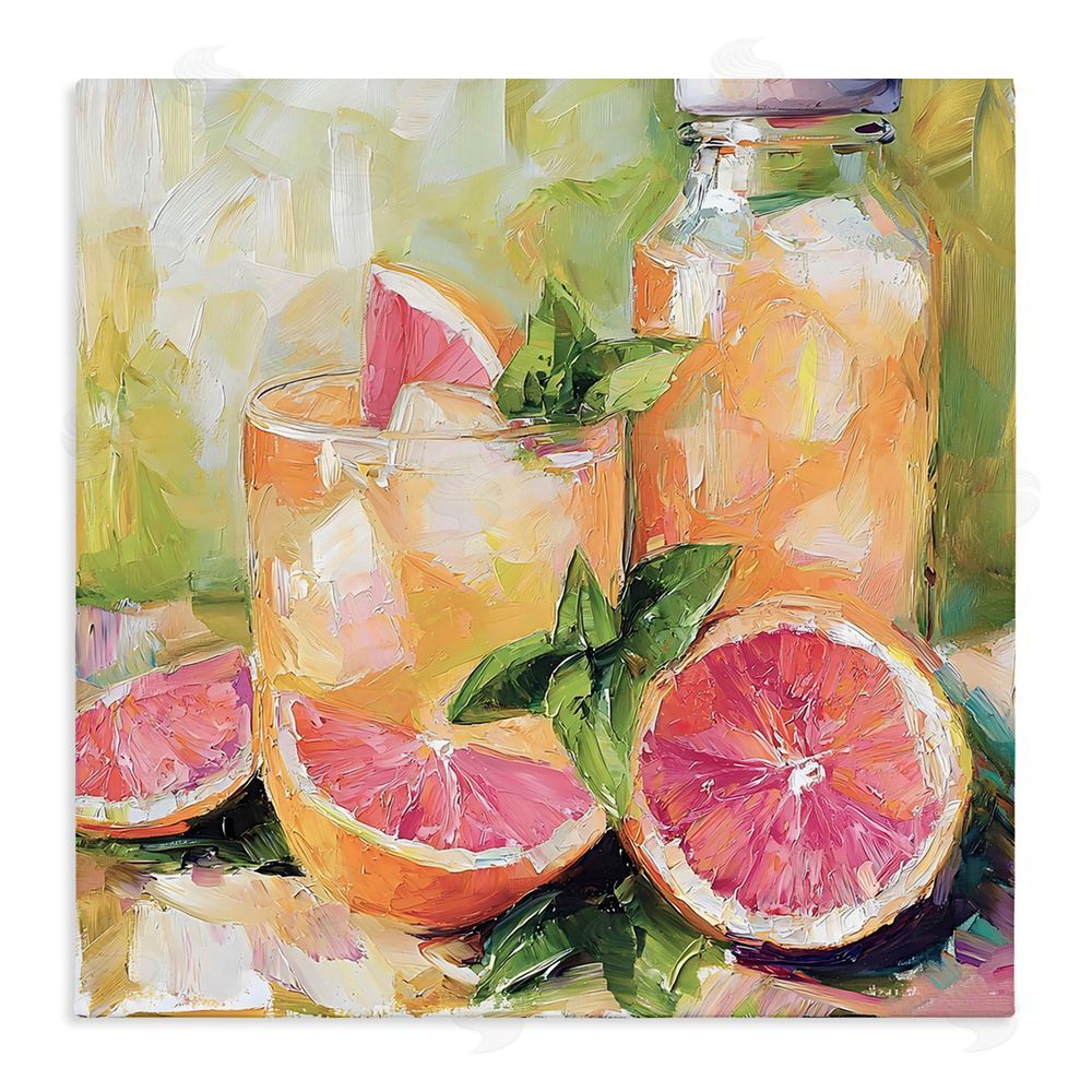 Riley B Grapefruit Summer Refreshment Stretched Canvas Wall Art