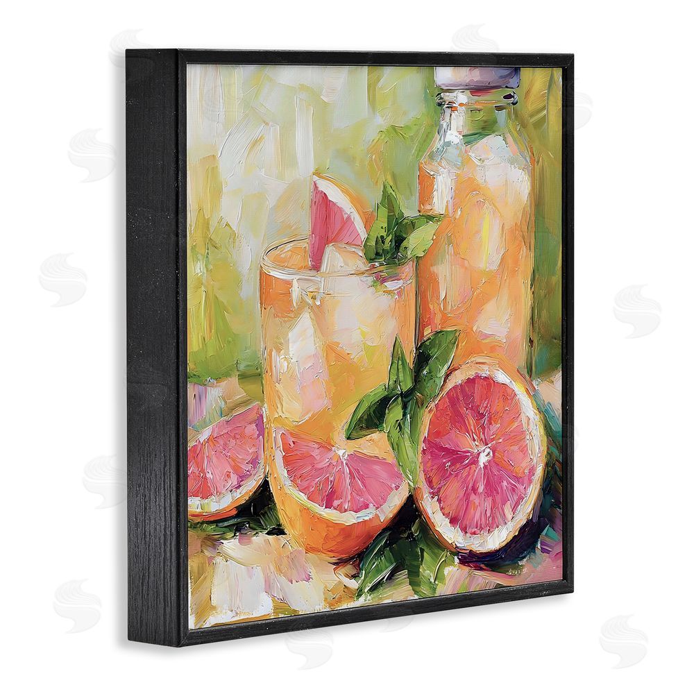 Riley B Grapefruit Summer Refreshment Black Framed Giclee Wall Art