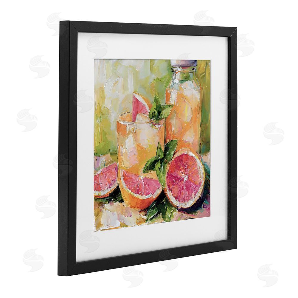 Riley B Grapefruit Summer Refreshment Black Framed Print Under Glass Wall Art