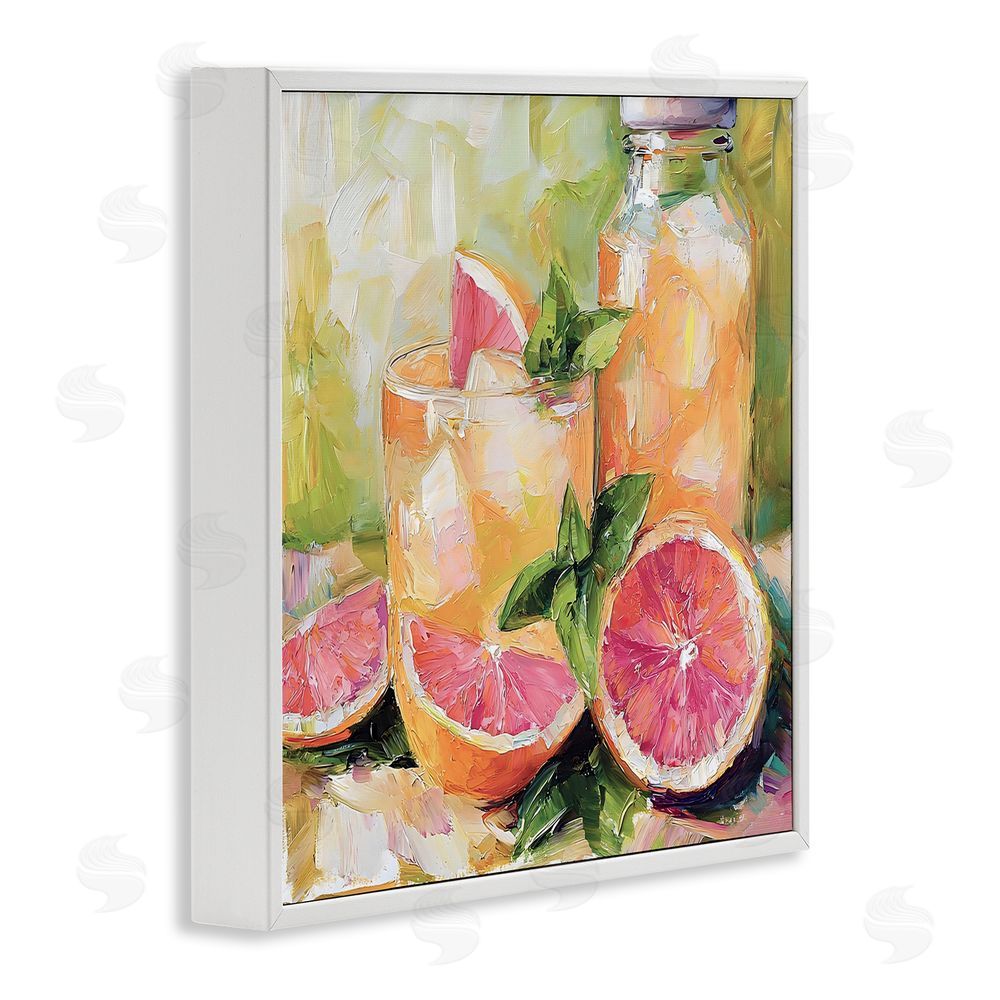 Riley B Grapefruit Summer Refreshment White Framed Giclee Wall Art