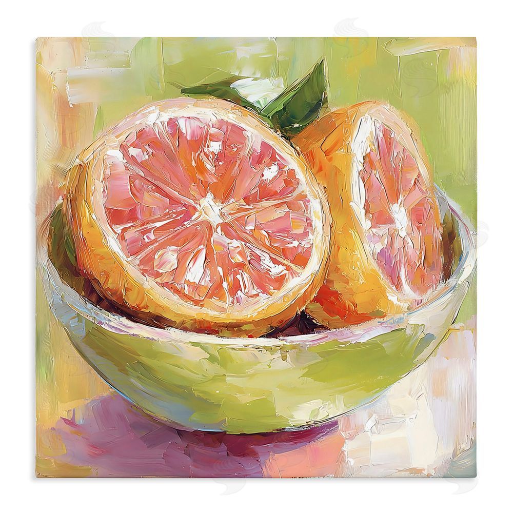 Riley B Sliced Grapefruit in Bowl Stretched Canvas Wall Art Print