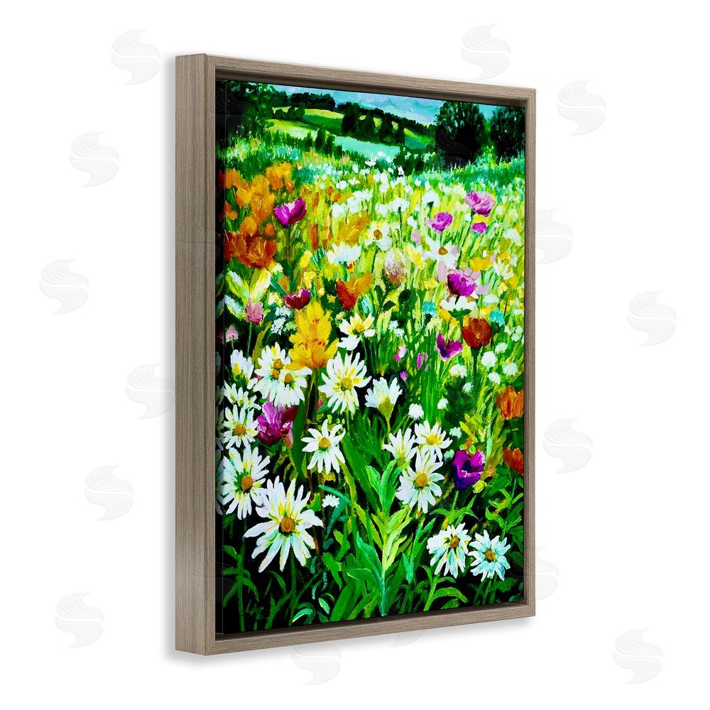 Lee Ann Zirbes Hillside Fusion Meadow Brown Floating Frame Canvas Wall Art Print