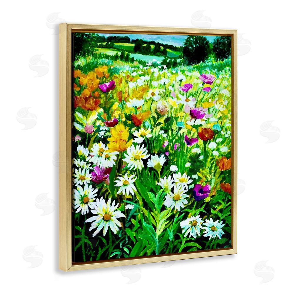Lee Ann Zirbes Hillside Fusion Meadow Gold Floating Frame Canvas Wall Art Print