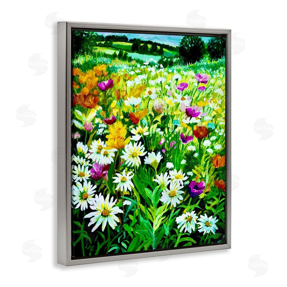 Lee Ann Zirbes Hillside Fusion Meadow Gray Floating Frame Canvas Wall Art Print