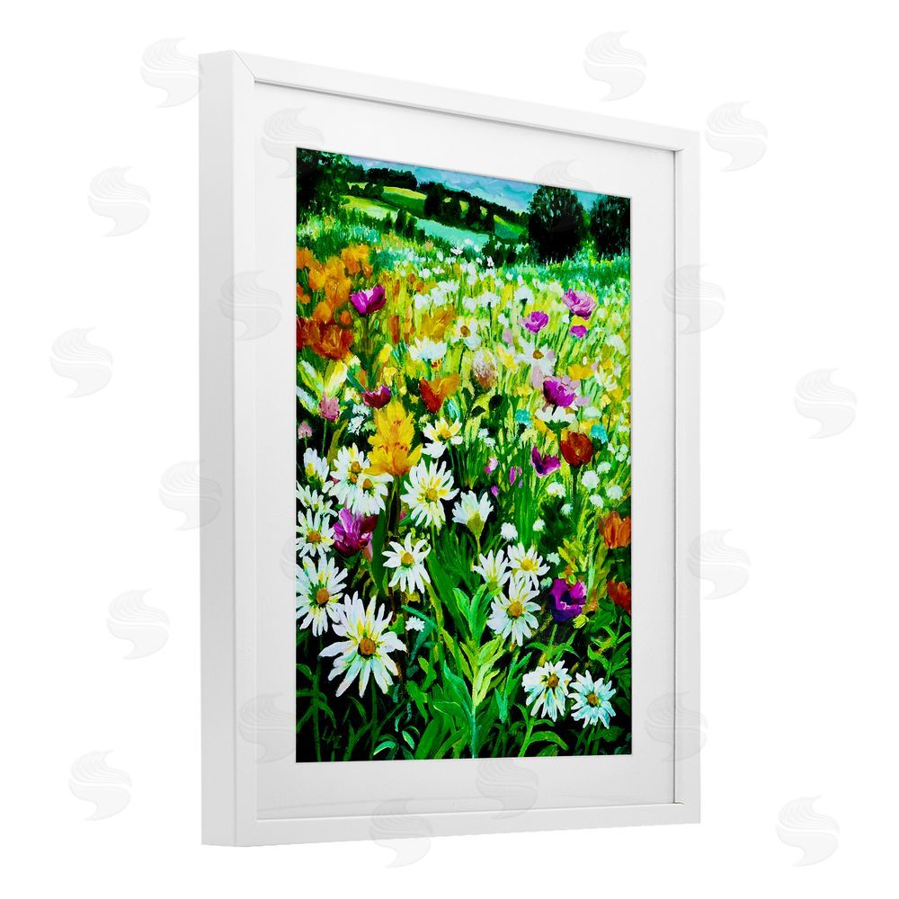 Lee Ann Zirbes Hillside Fusion Meadow White Framed Print Under Glass Wall Art