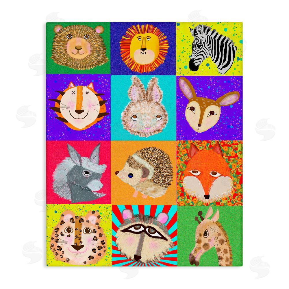 Lynnda Rakos Furry Faces Animals Stretched Canvas Wall Art Print