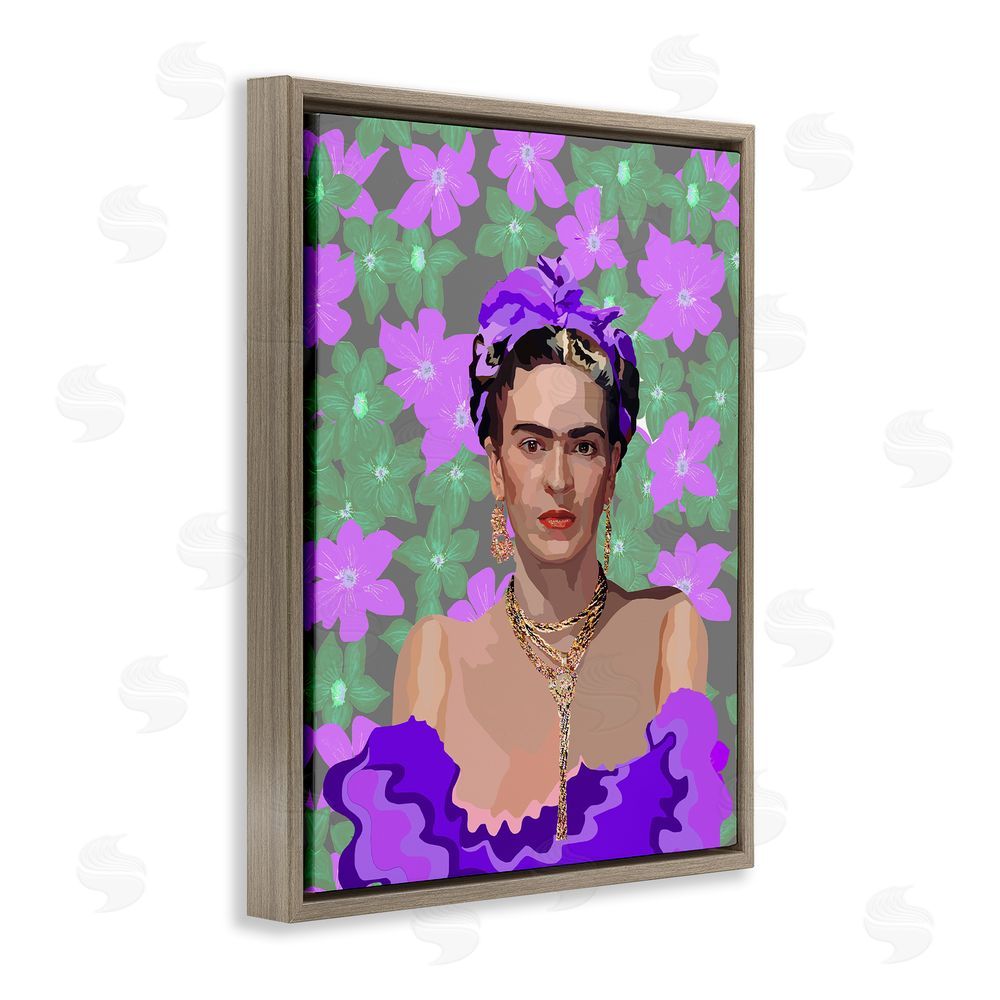 Lynnda Rakos Floral Reverie Frida Brown Floating Frame Canvas Wall Art Print