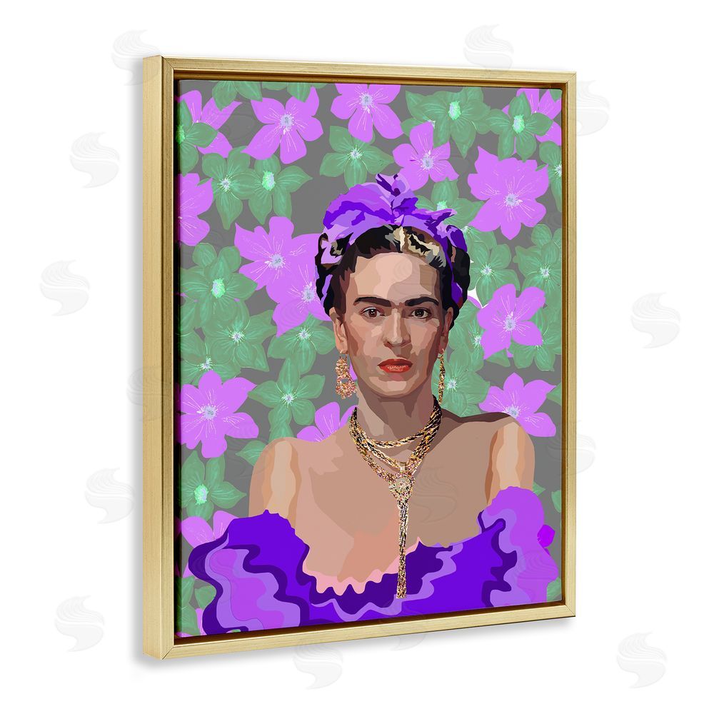 Lynnda Rakos Floral Reverie Frida Gold Floating Frame Canvas Wall Art Print