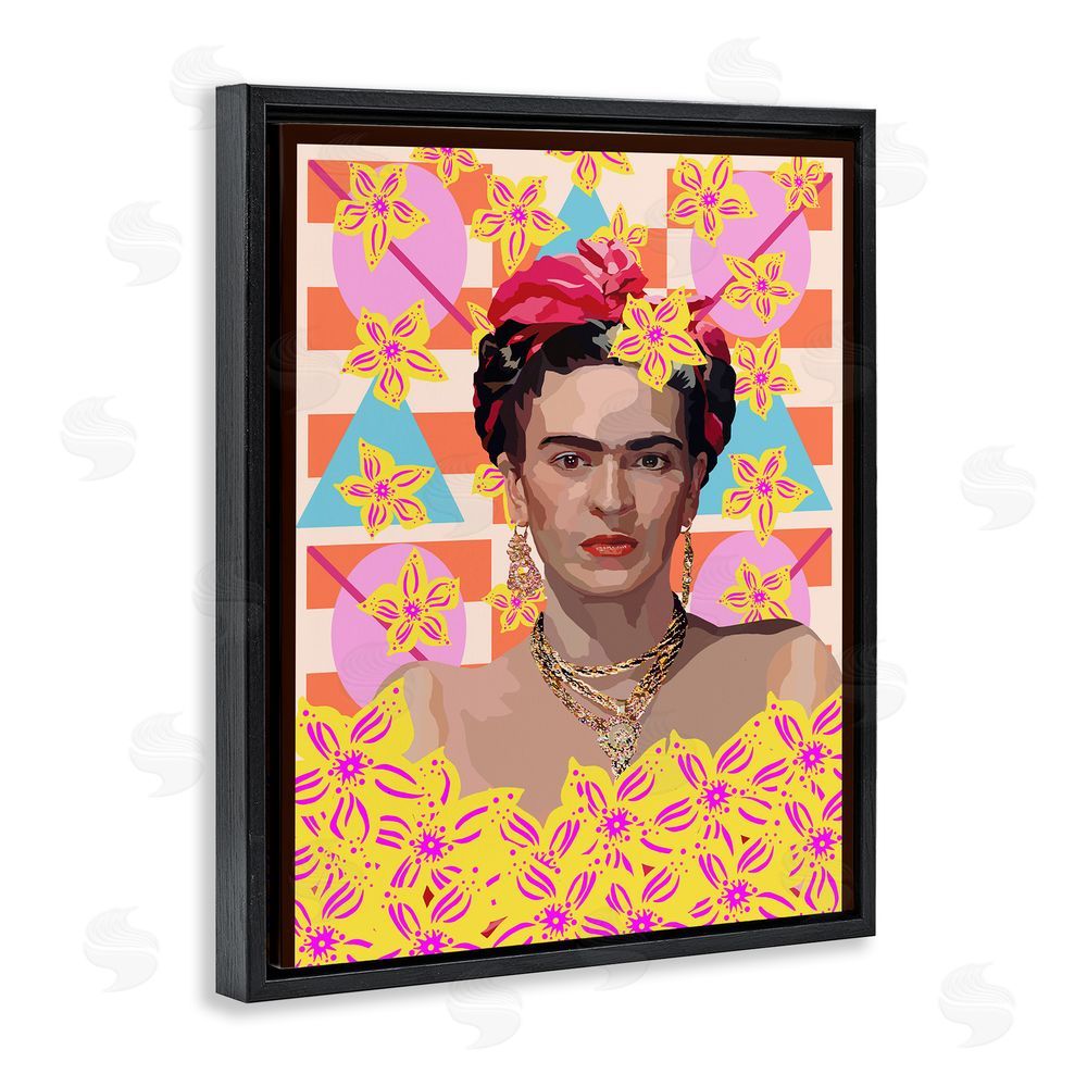 Lynnda Rakos Frida's Floral Journey Black Floating Frame Canvas Wall Art Print