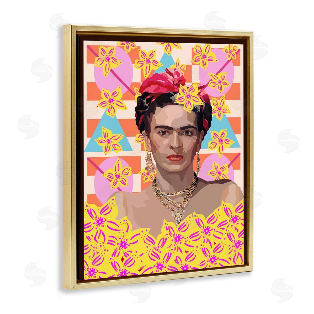 Lynnda Rakos Frida's Floral Journey Gold Floating Frame Canvas Wall Art Print