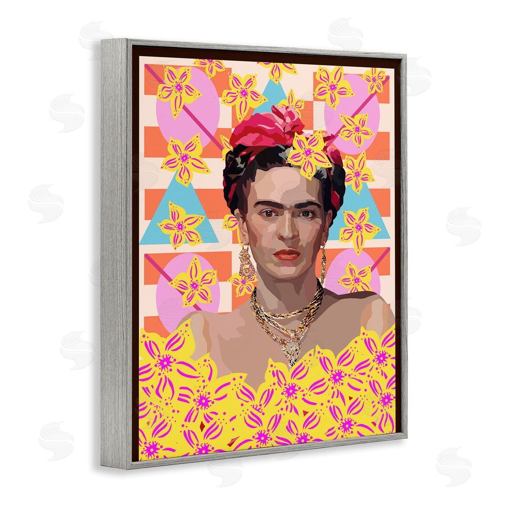 Lynnda Rakos Frida's Floral Journey Gray Framed Giclee Print Wall Art