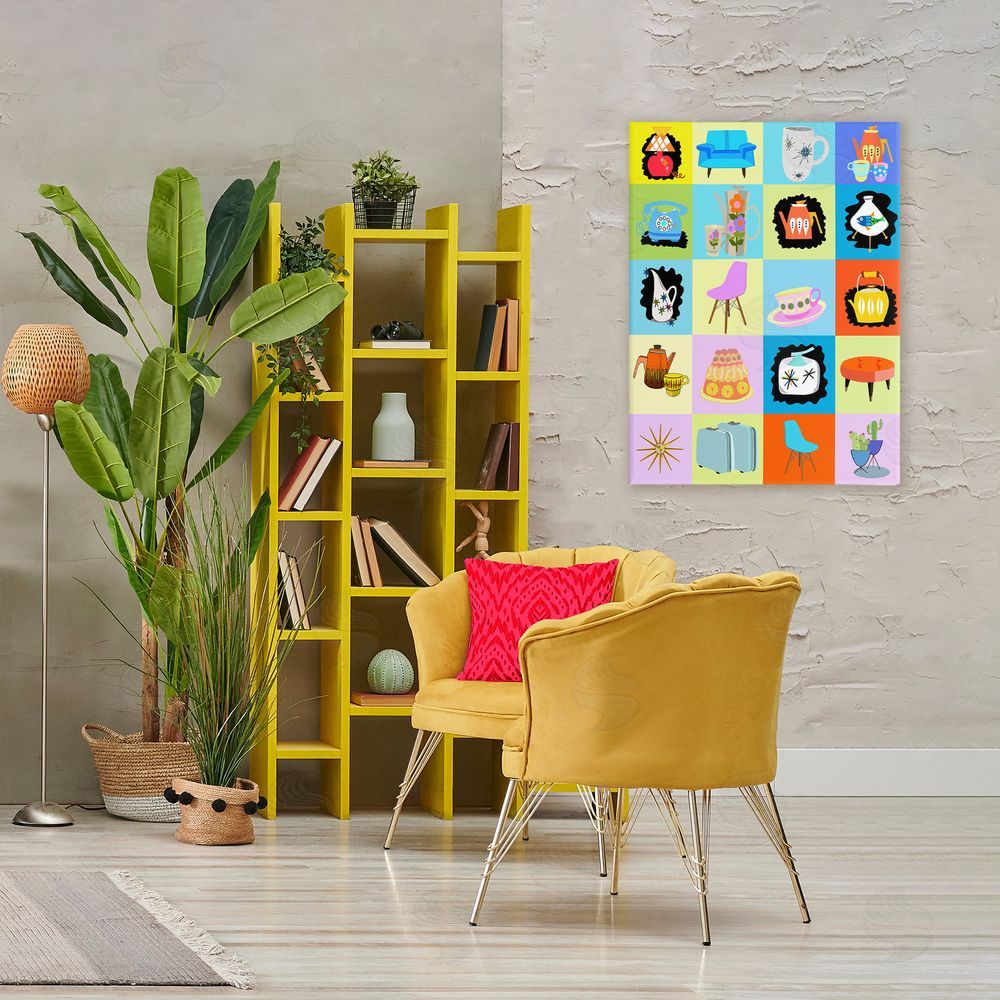 Lynnda Rakos Retro Vintage Vignettes Stretched Canvas Wall Art Print in Room