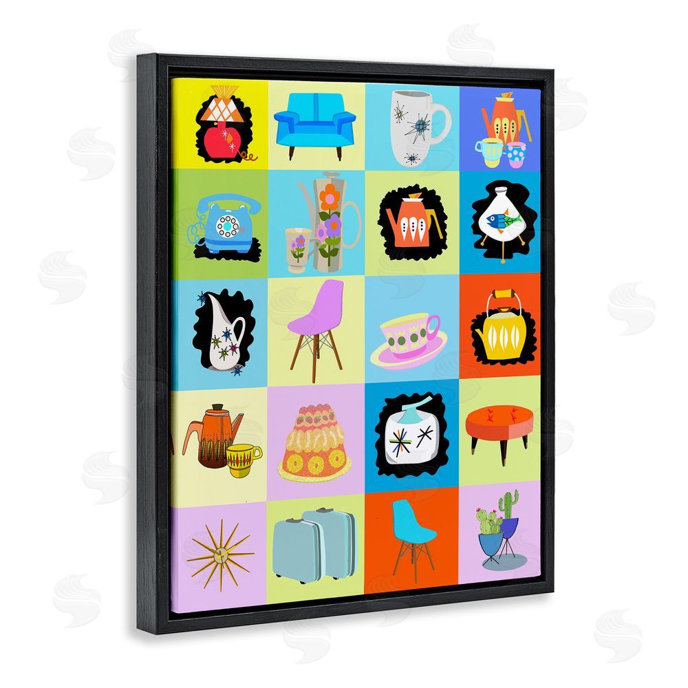 Lynnda Rakos Retro Vintage Vignettes Black Floating Frame Canvas Wall Art Print