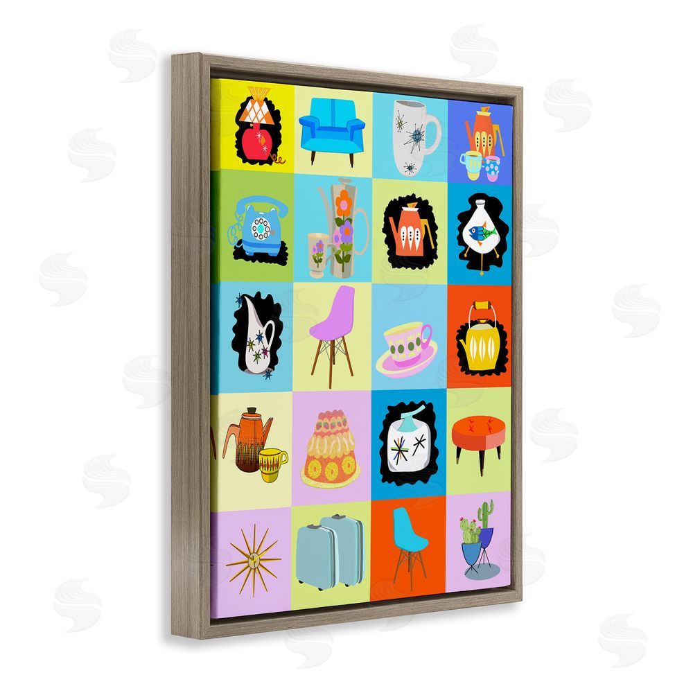 Lynnda Rakos Retro Vintage Vignettes Brown Floating Frame Canvas Wall Art Print