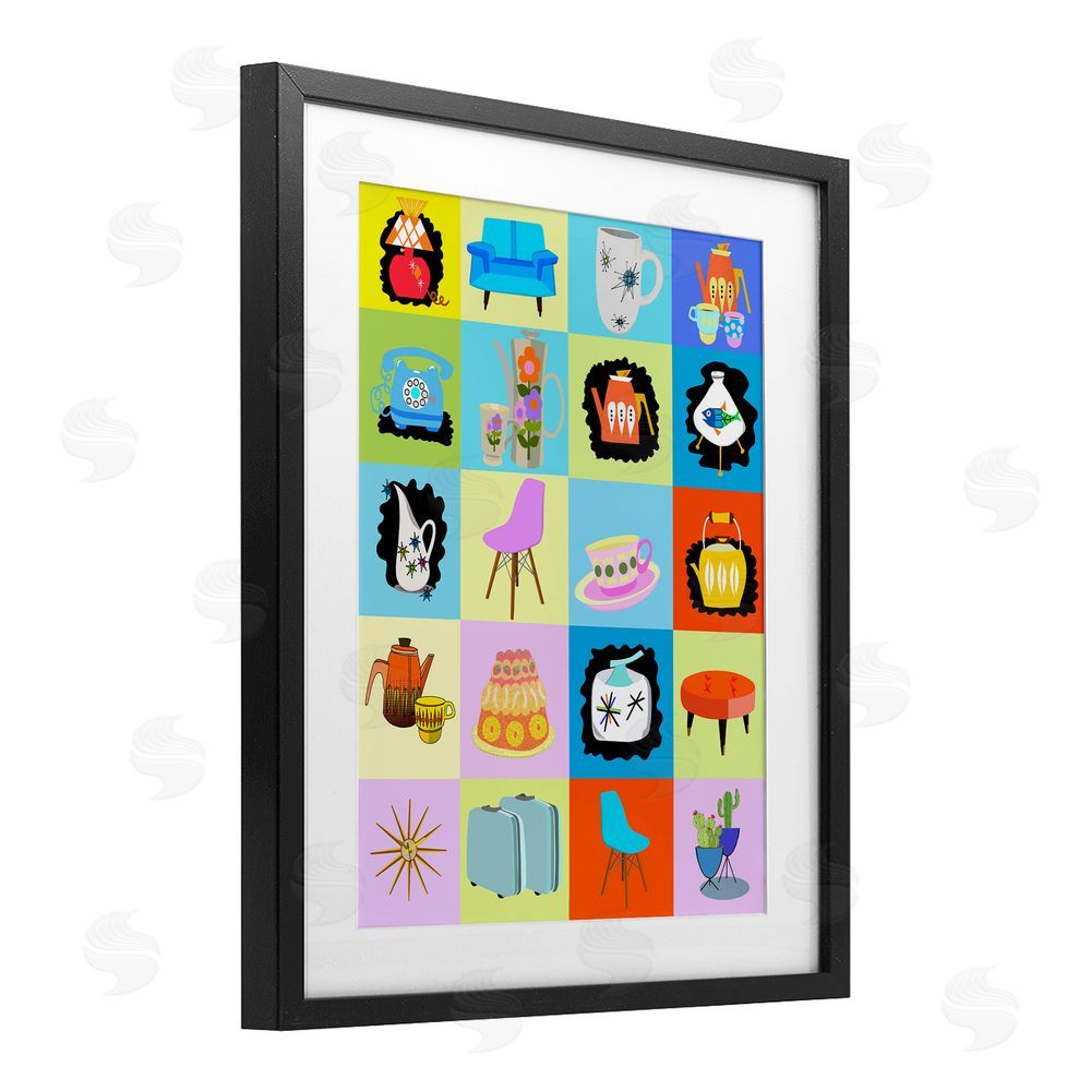 Lynnda Rakos Retro Vintage Vignettes Black Framed Print Under Glass Wall Art