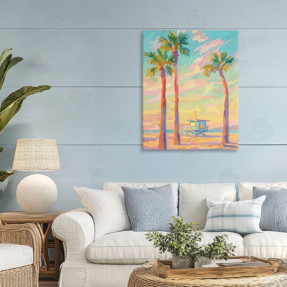 Amelia Noyes Beachside Palms Abstraction Stretched Canvas Wall Art in Room