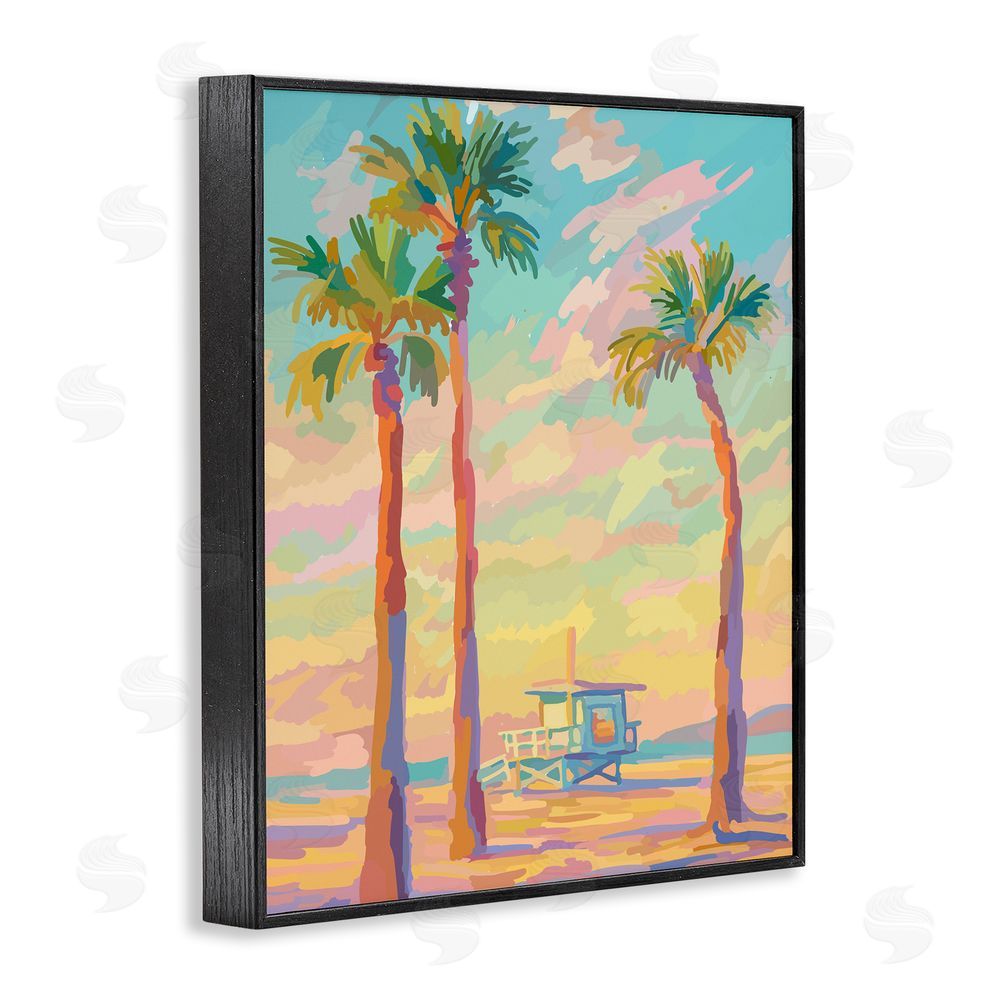 Amelia Noyes Beachside Palms Abstraction Black Framed Giclee Wall Art Print