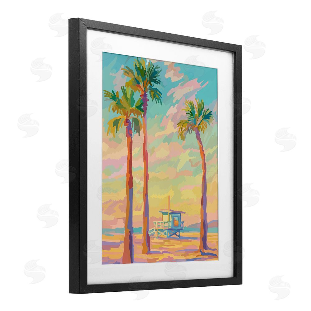 Amelia Noyes Beachside Palms Abstraction Black Framed Print Under Glass Wall Art