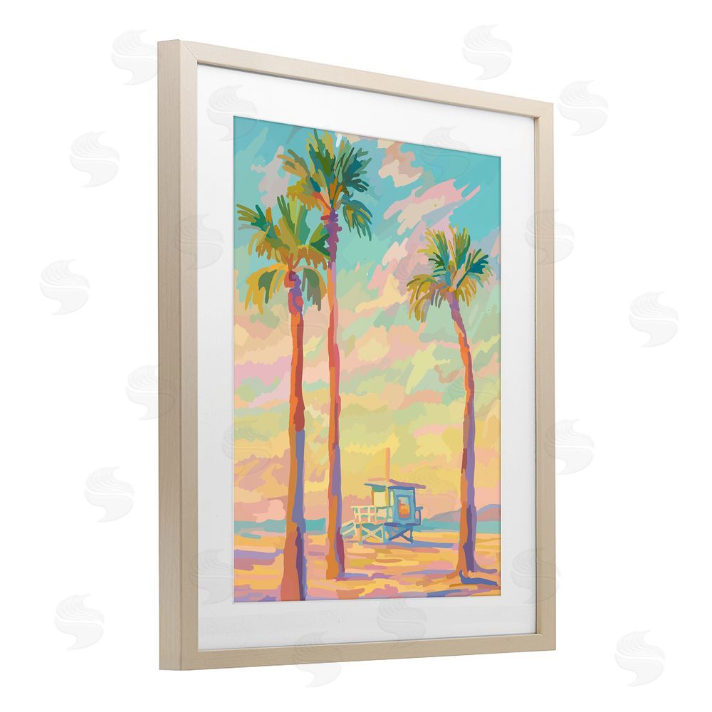 Amelia Noyes Beachside Palms Abstraction Birch Framed Print Under Glass Wall Art