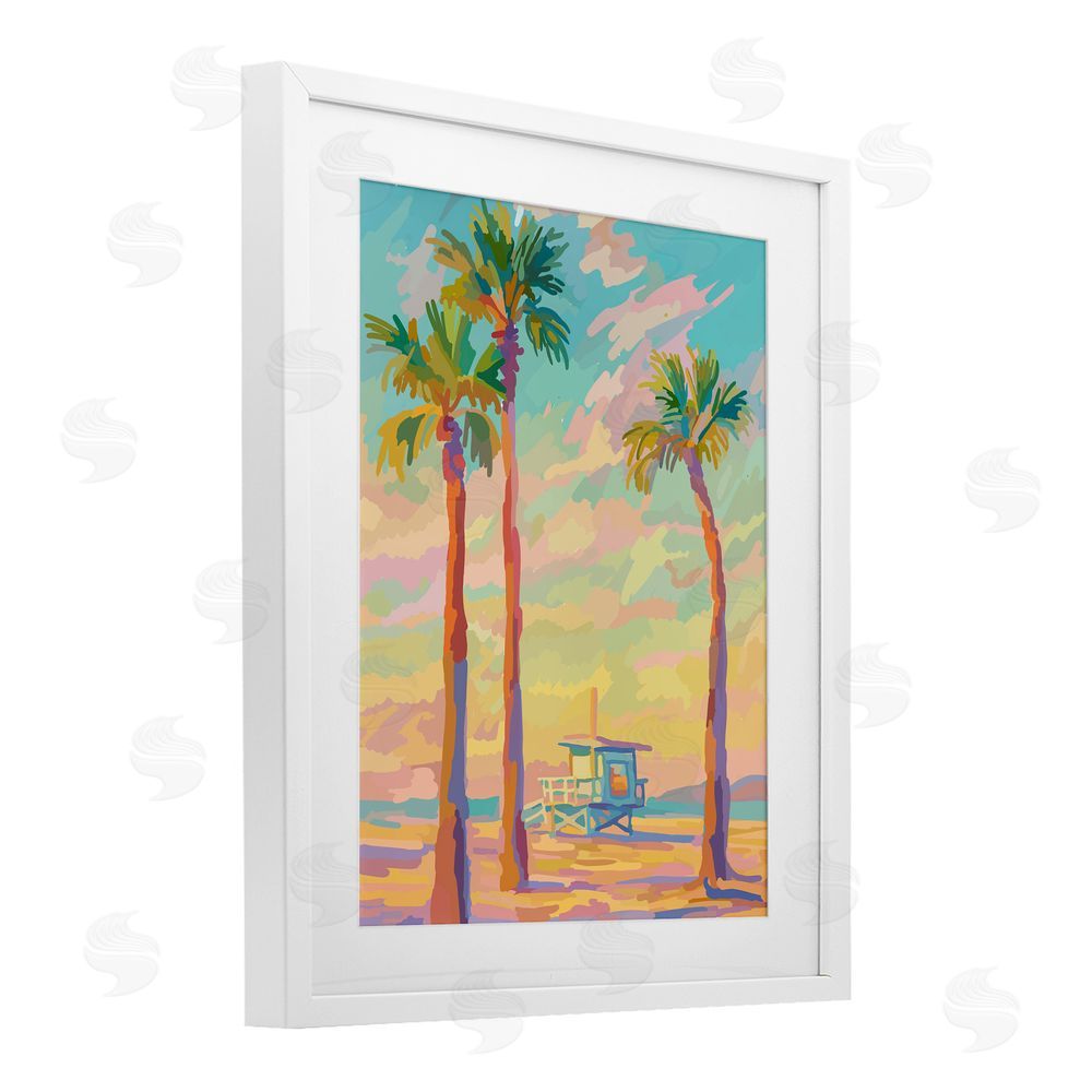 Amelia Noyes Beachside Palms Abstraction White Framed Print Under Glass Wall Art