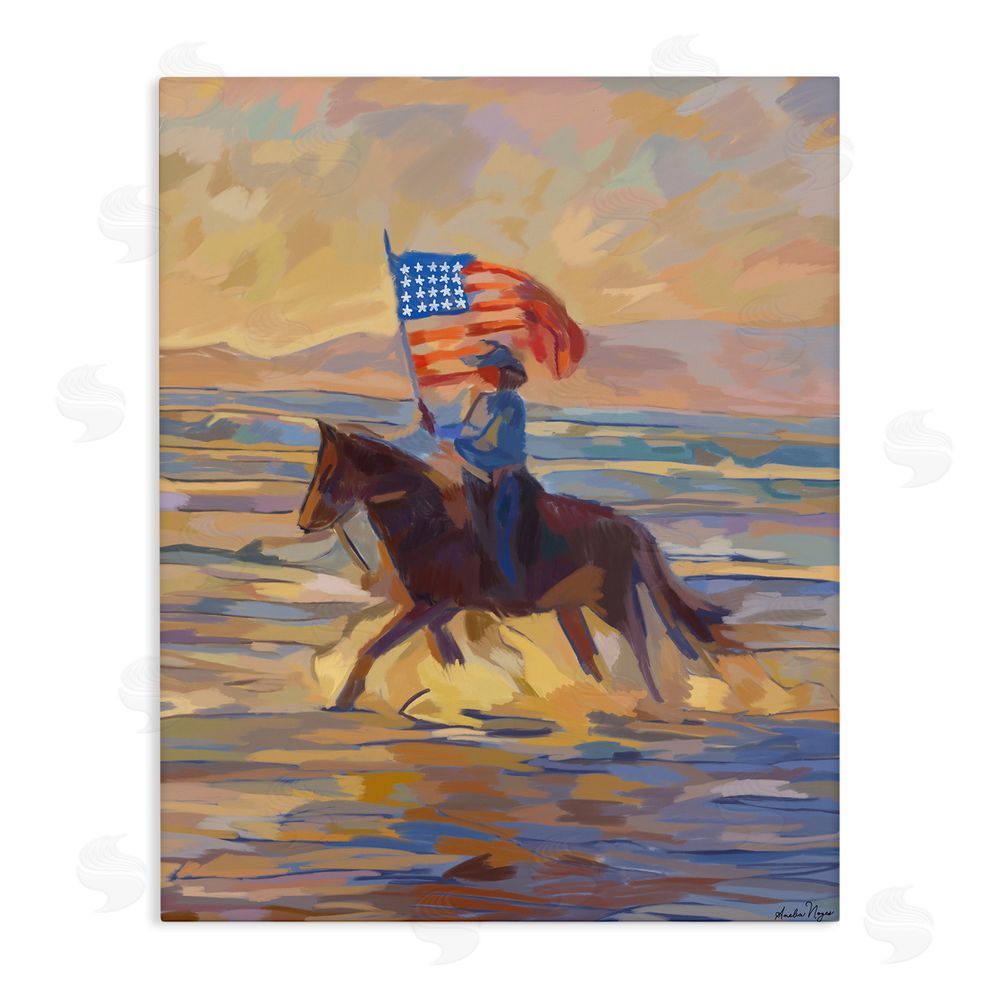 Amelia Noyes American Cowgirl Abstraction Stretched Canvas Wall Art Print