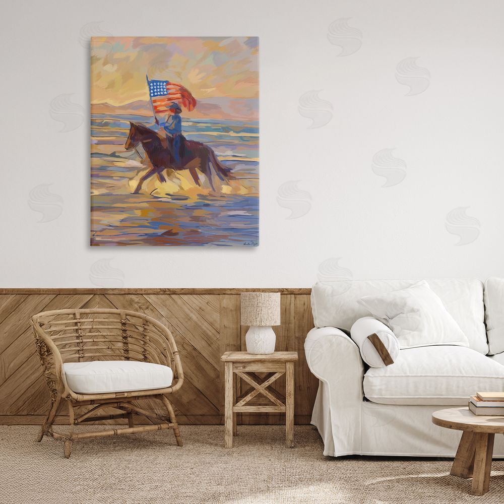 Amelia Noyes American Cowgirl Abstraction Stretched Canvas Wall Art in Room