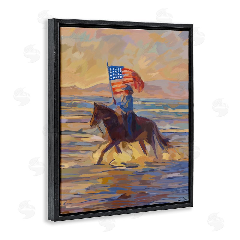 Amelia Noyes American Cowgirl Abstraction Black Floating Frame Canvas Wall Art Print