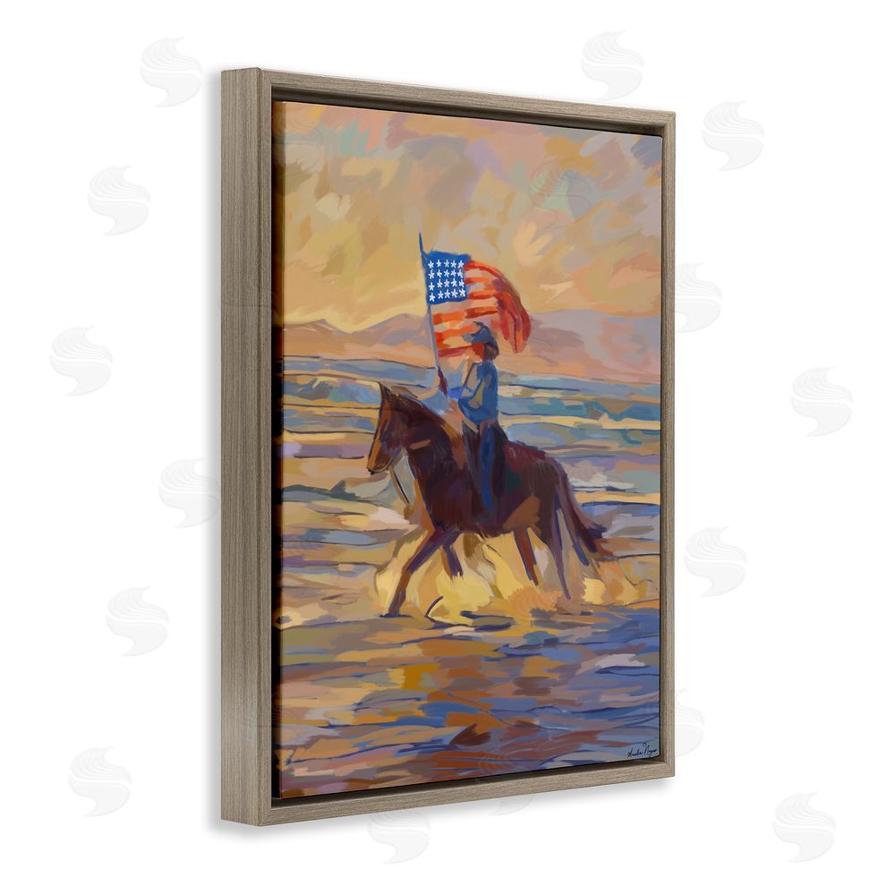 Amelia Noyes American Cowgirl Abstraction Brown Floating Frame Canvas Wall Art Print
