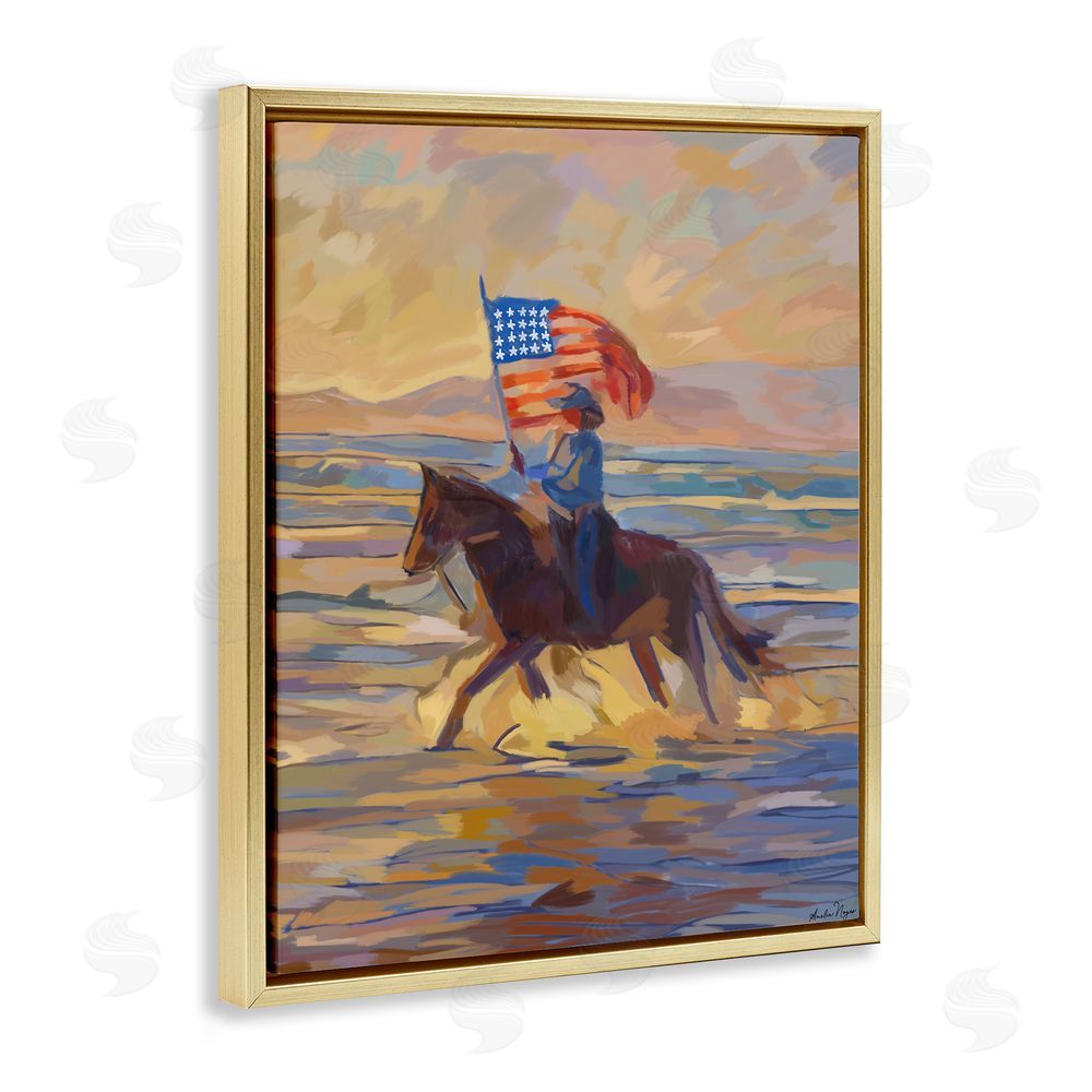 Amelia Noyes American Cowgirl Abstraction Gold Floating Frame Canvas Wall Art Print