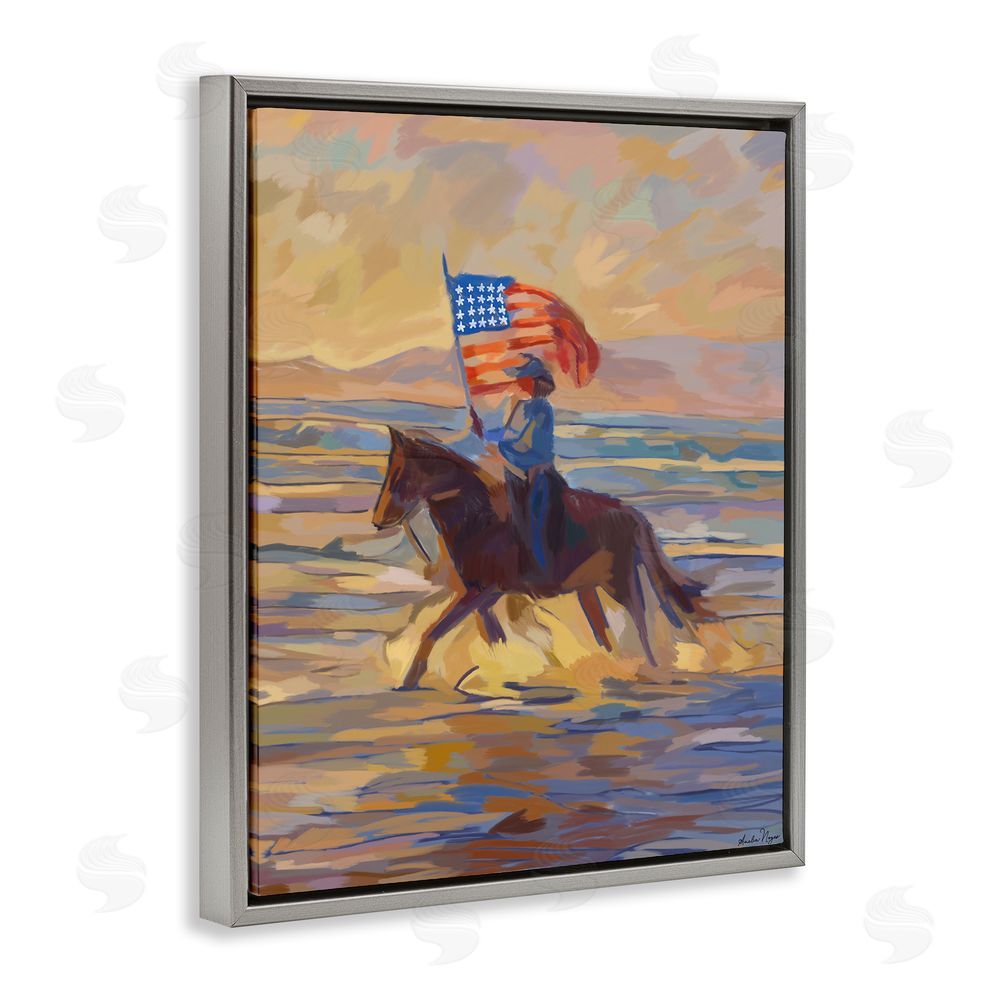 Amelia Noyes American Cowgirl Abstraction Gray Floating Frame Canvas Wall Art Print