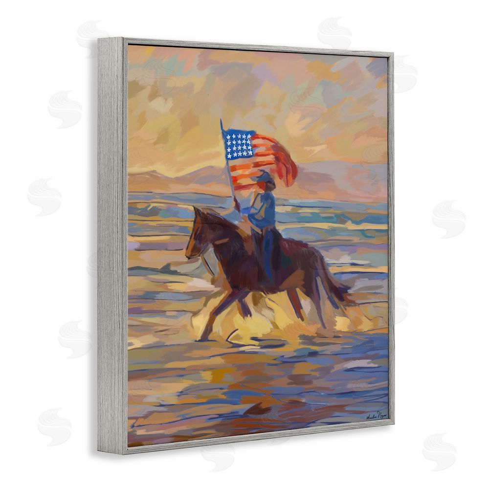 Amelia Noyes American Cowgirl Abstraction Gray Framed Giclee Wall Art Print