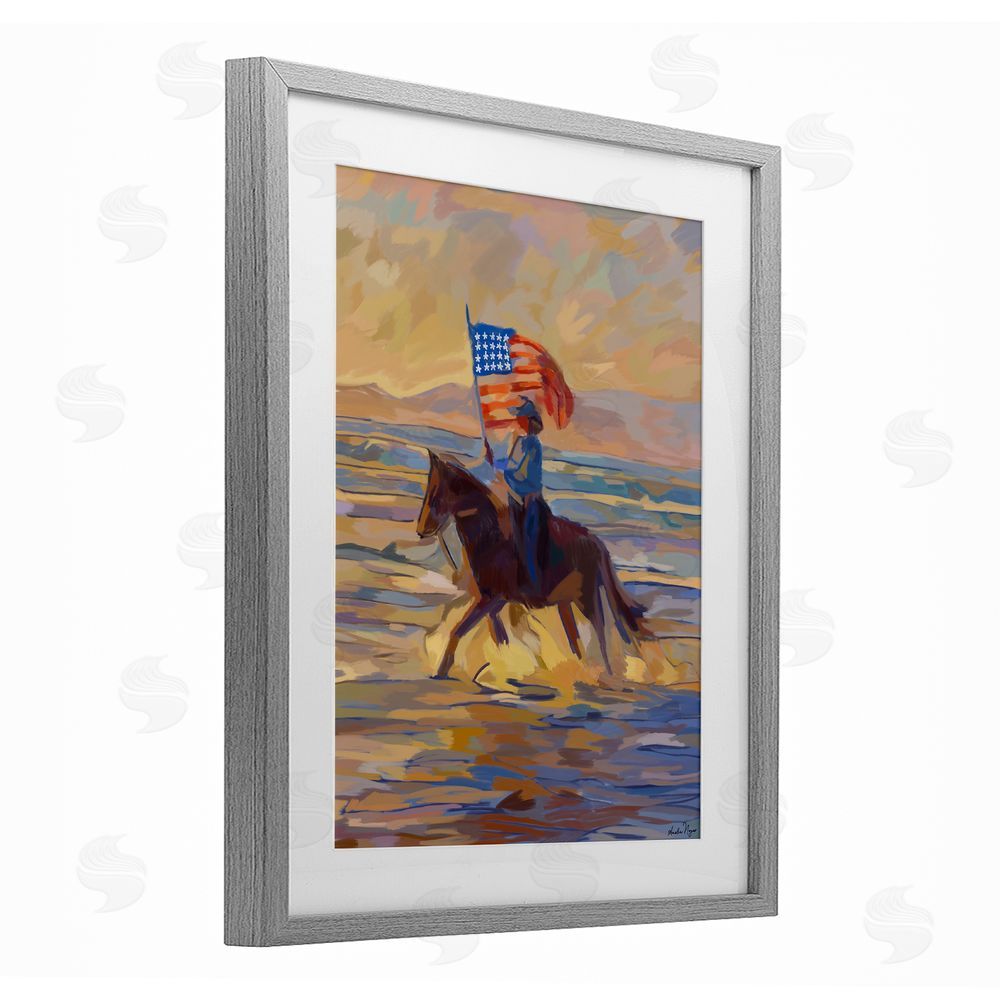 Amelia Noyes American Cowgirl Abstraction Gray Framed Print Under Glass Wall Art