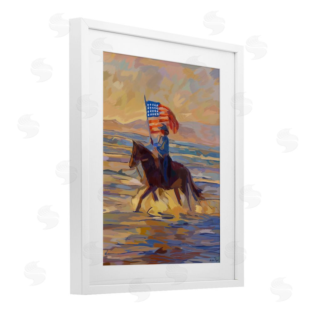 Amelia Noyes American Cowgirl Abstraction White Framed Print Under Glass Wall Art