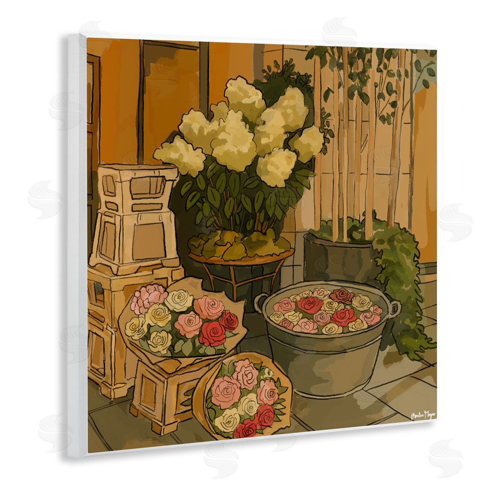 Amelia Noyes London Town Flowers Wooden Wall Plaque Art Print