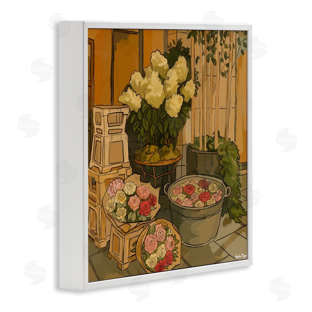 Amelia Noyes London Town Flowers White Framed Giclee Wall Art Print