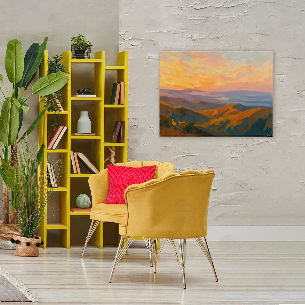 Amelia Noyes California Sunset Landscape Stretched Canvas Wall Art in Room
