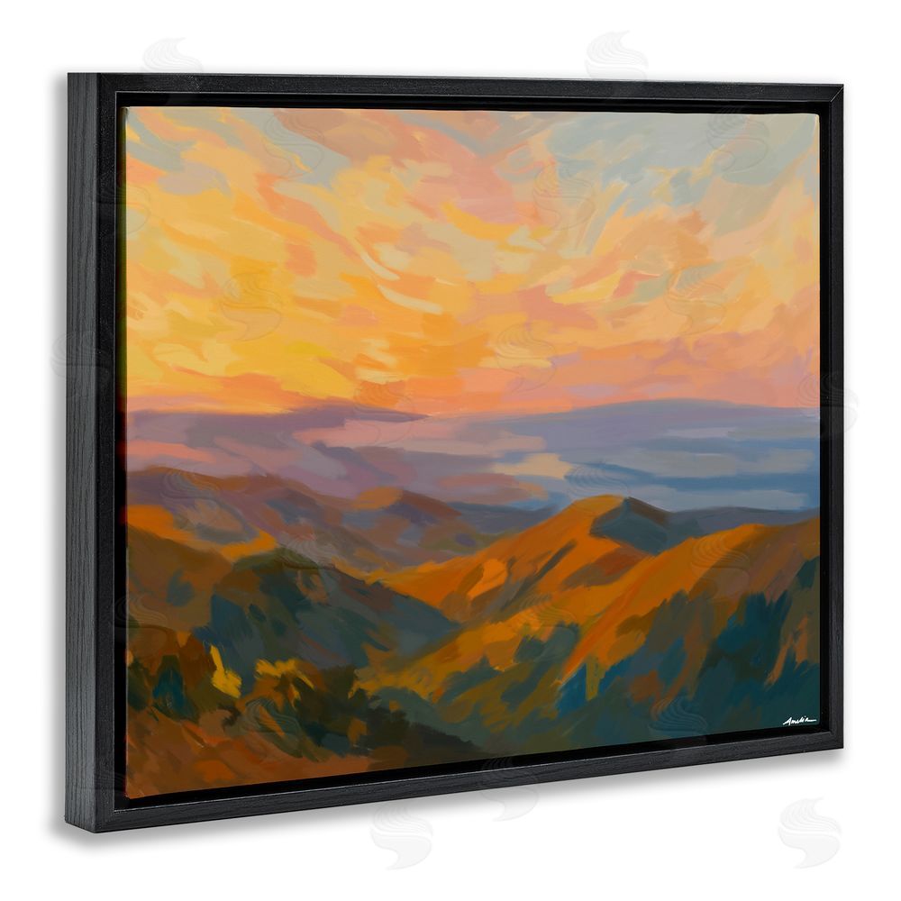 Amelia Noyes California Sunset Landscape Black Floating Frame Canvas Wall Art Print