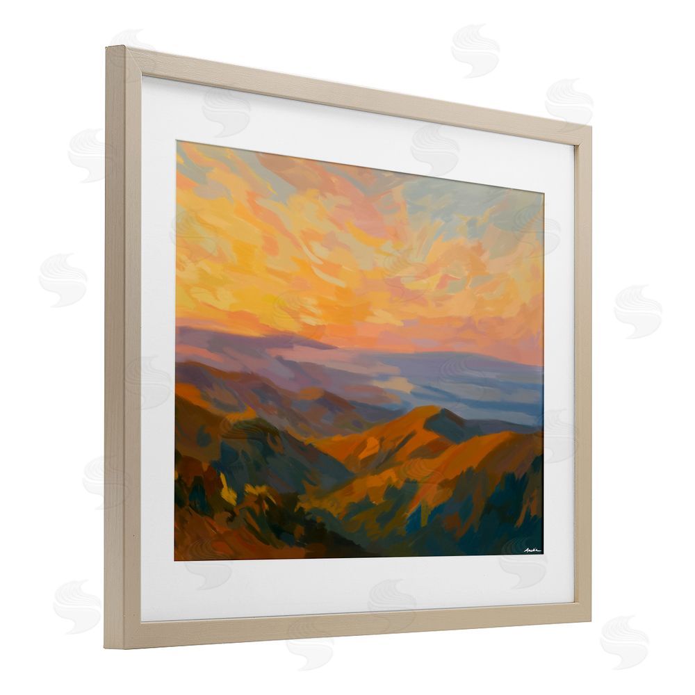 Amelia Noyes California Sunset Landscape Birch Framed Print Under Glass Wall Art