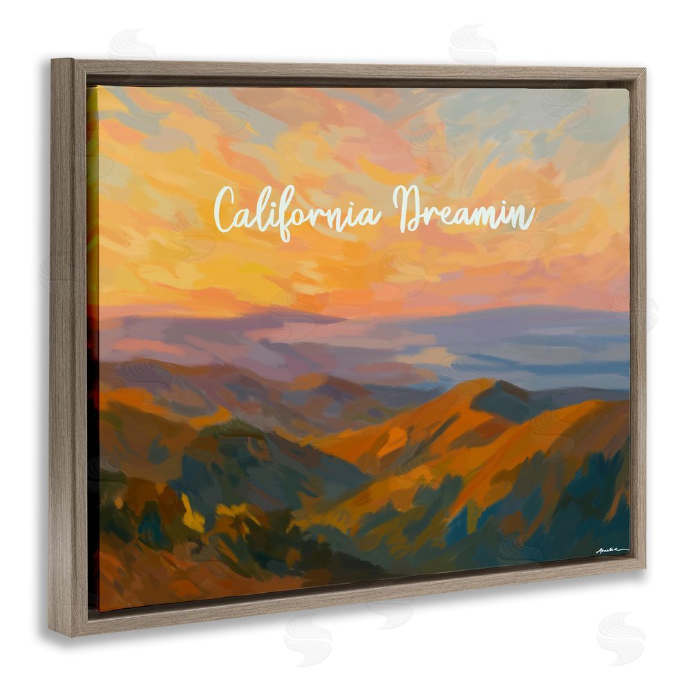 Amelia Noyes California Dreamin' Mountains Brown Floating Frame Canvas Wall Art Print