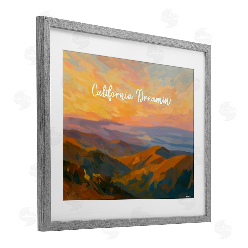 Amelia Noyes California Dreamin' Mountains Gray Framed Print Under Glass Wall Art