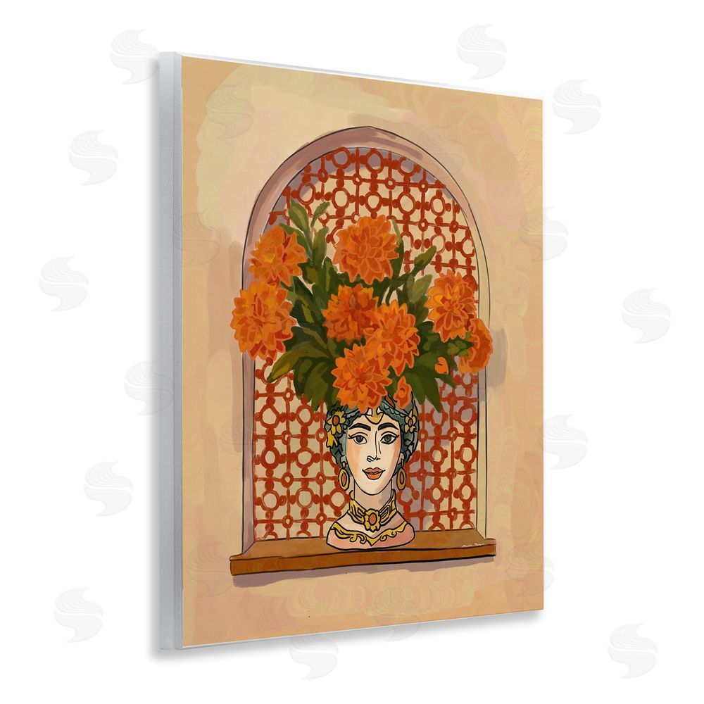 Amelia Noyes Ornate Flower Head Vase Wall Plaque Art Print